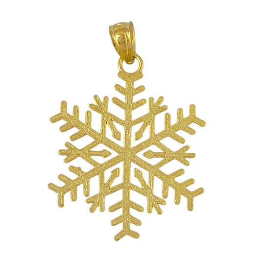 925 Sterling Silver Yellow Gold Plated 1mm Cable Chain Necklace w/ Snowflake Pendant