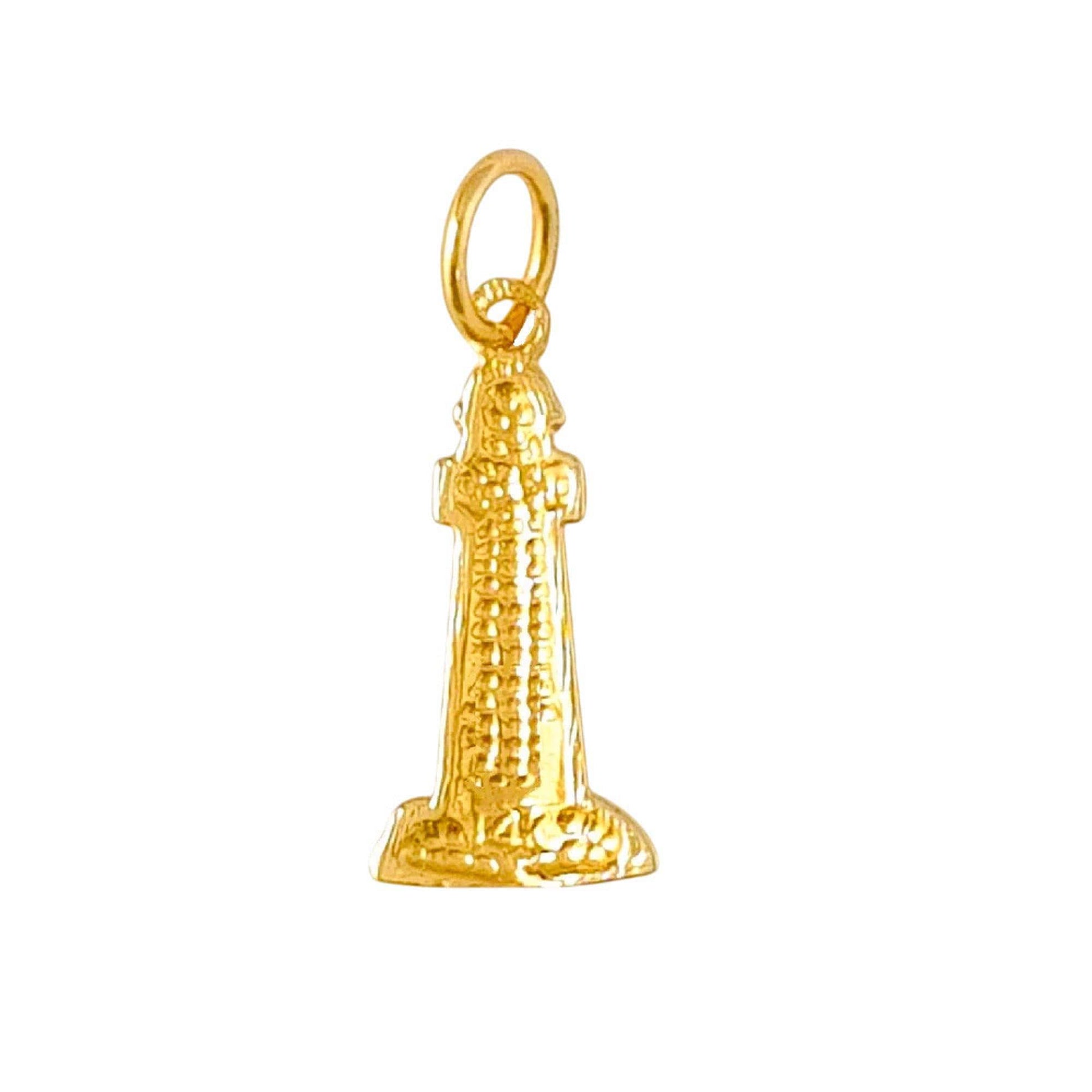 14K Yellow Gold Lighthouse Charm Pendant