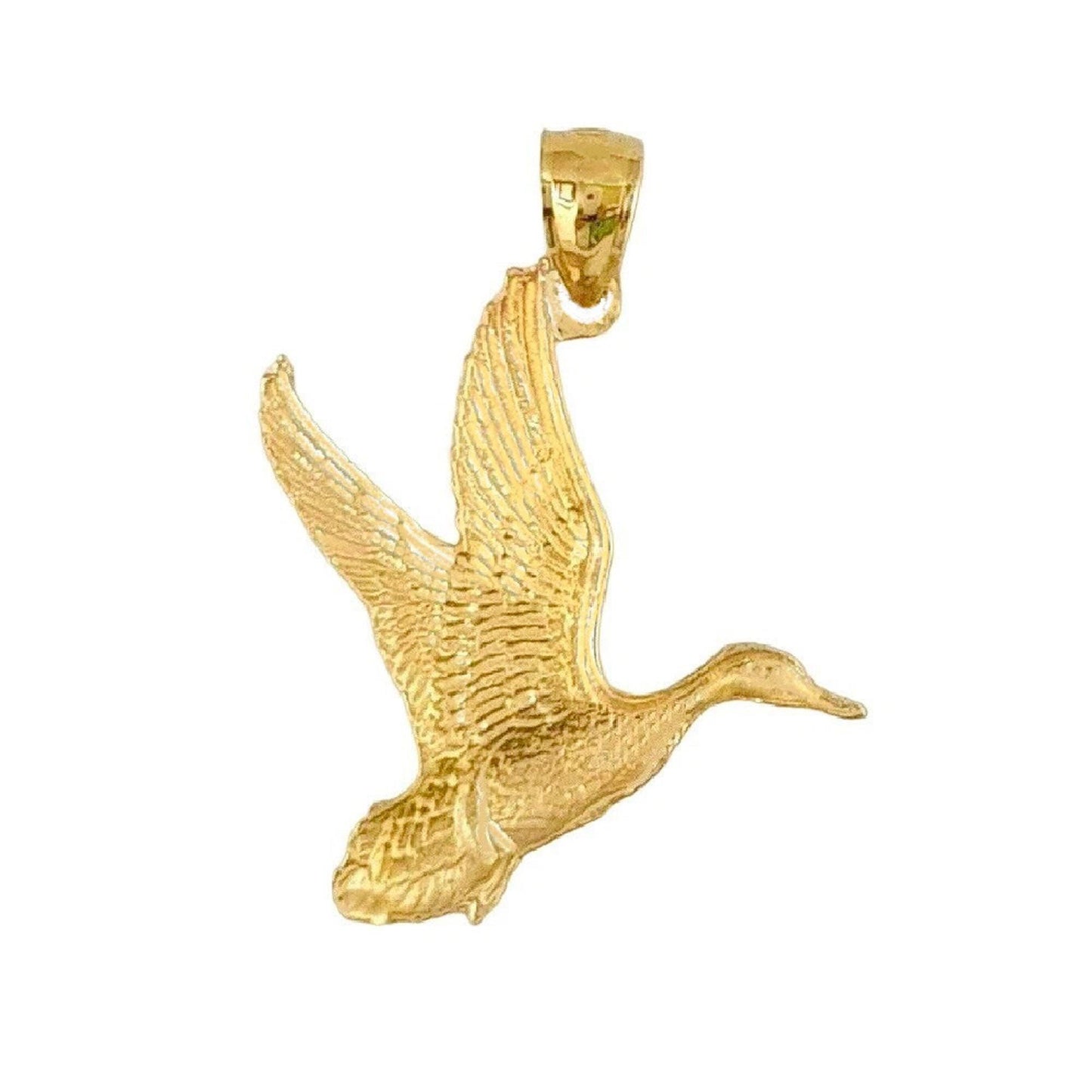 925 Sterling Silver Yellow Gold Plated 1mm Cable Chain Necklace w/ Duck Mallard Pendant Charm