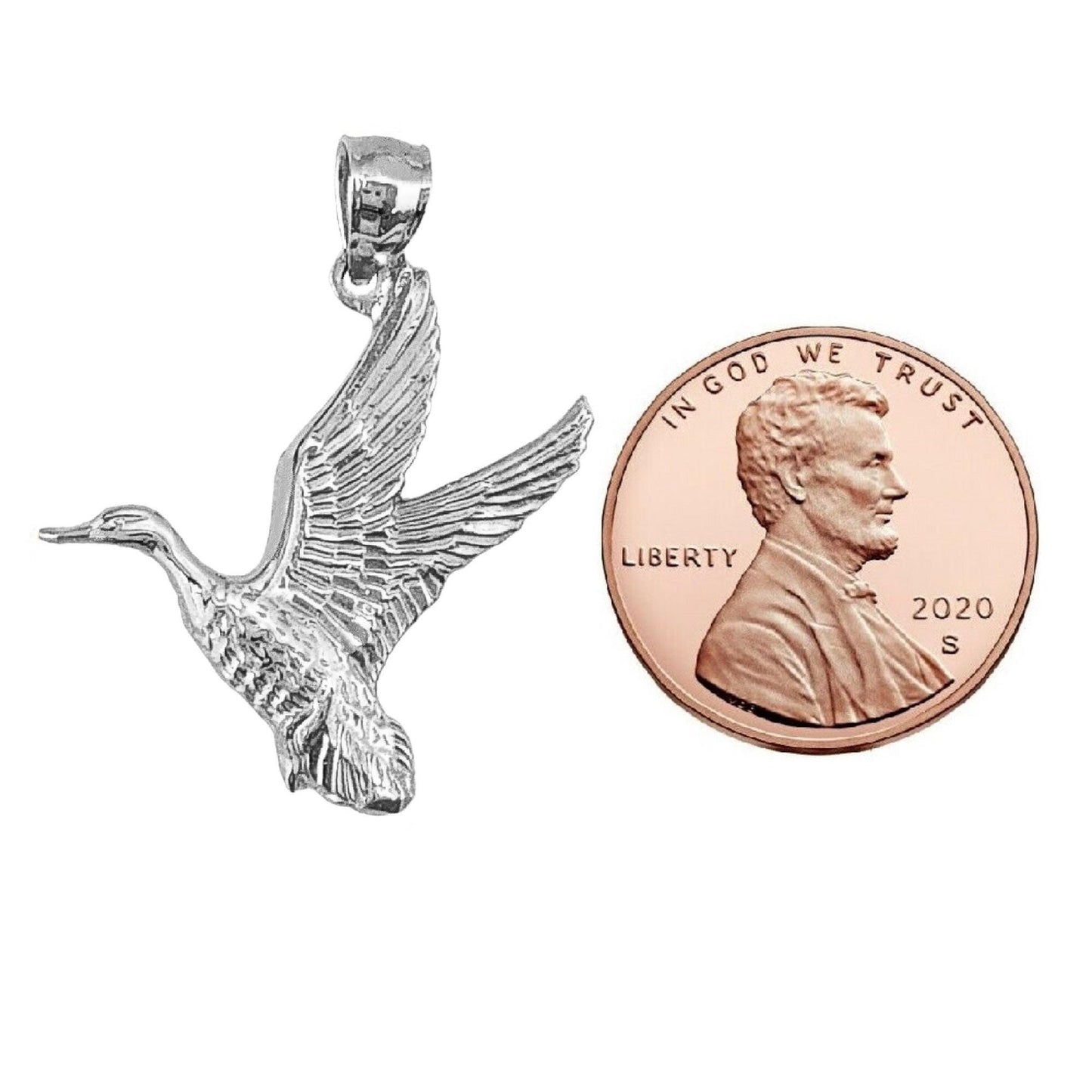 925 Sterling Silver Necklace w/ Duck Mallard Pendant Charm