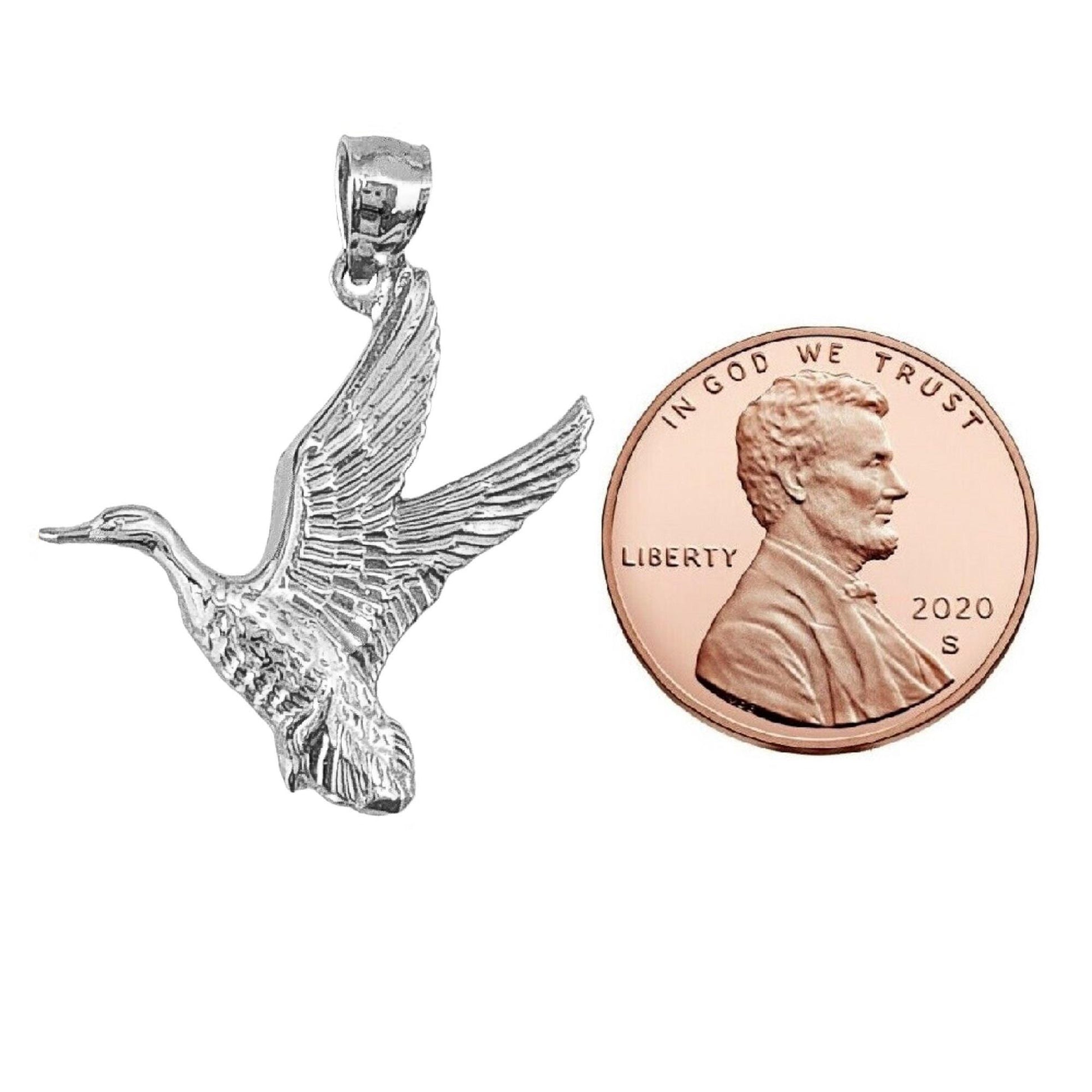 925 Sterling Silver Necklace w/ Duck Mallard Pendant Charm