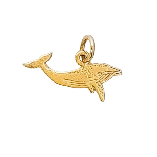 Small 14K Yellow Gold Whale Charm Pendant