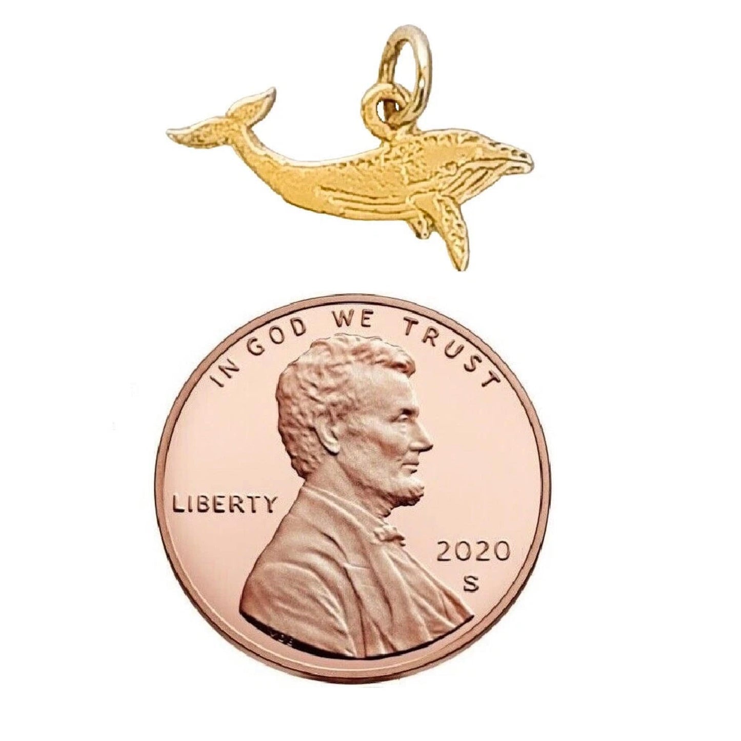 Small 14K Yellow Gold Whale Charm Pendant