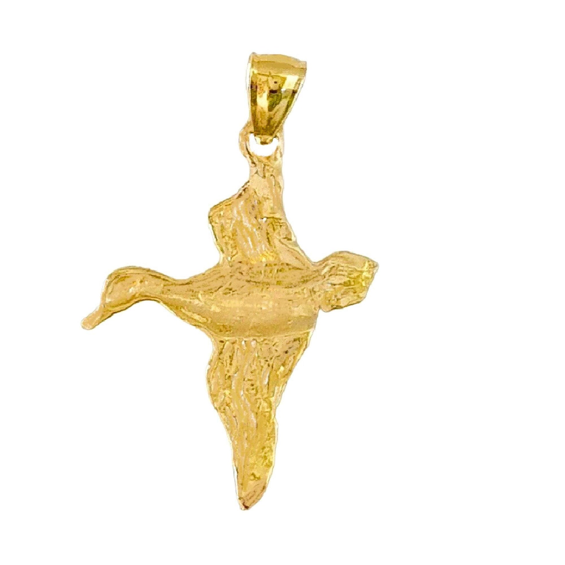 925 Sterling Silver Yellow Gold Plated 1mm Cable Chain Necklace w/ Duck Mallard Pendant Charm