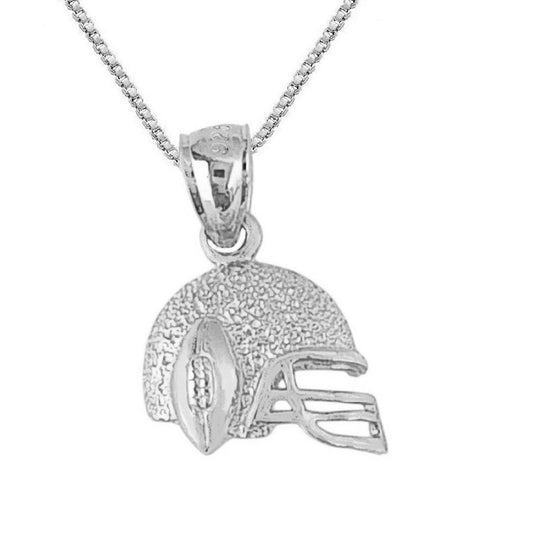 925 Sterling Silver Necklace w/ Football Helmet Charm Pendant