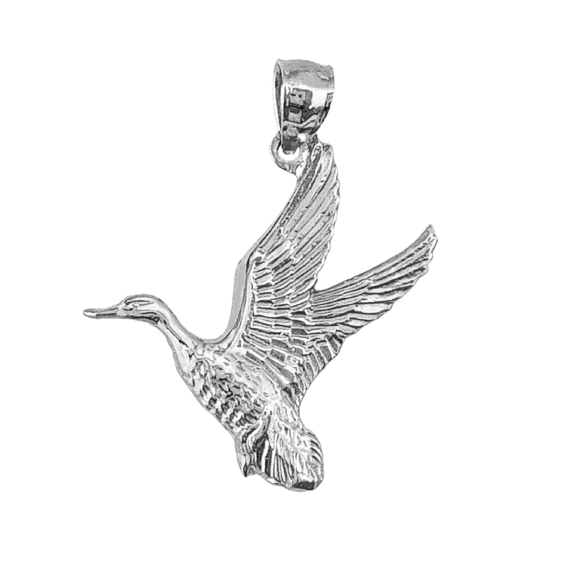925 Sterling Silver Necklace w/ Duck Mallard Pendant Charm