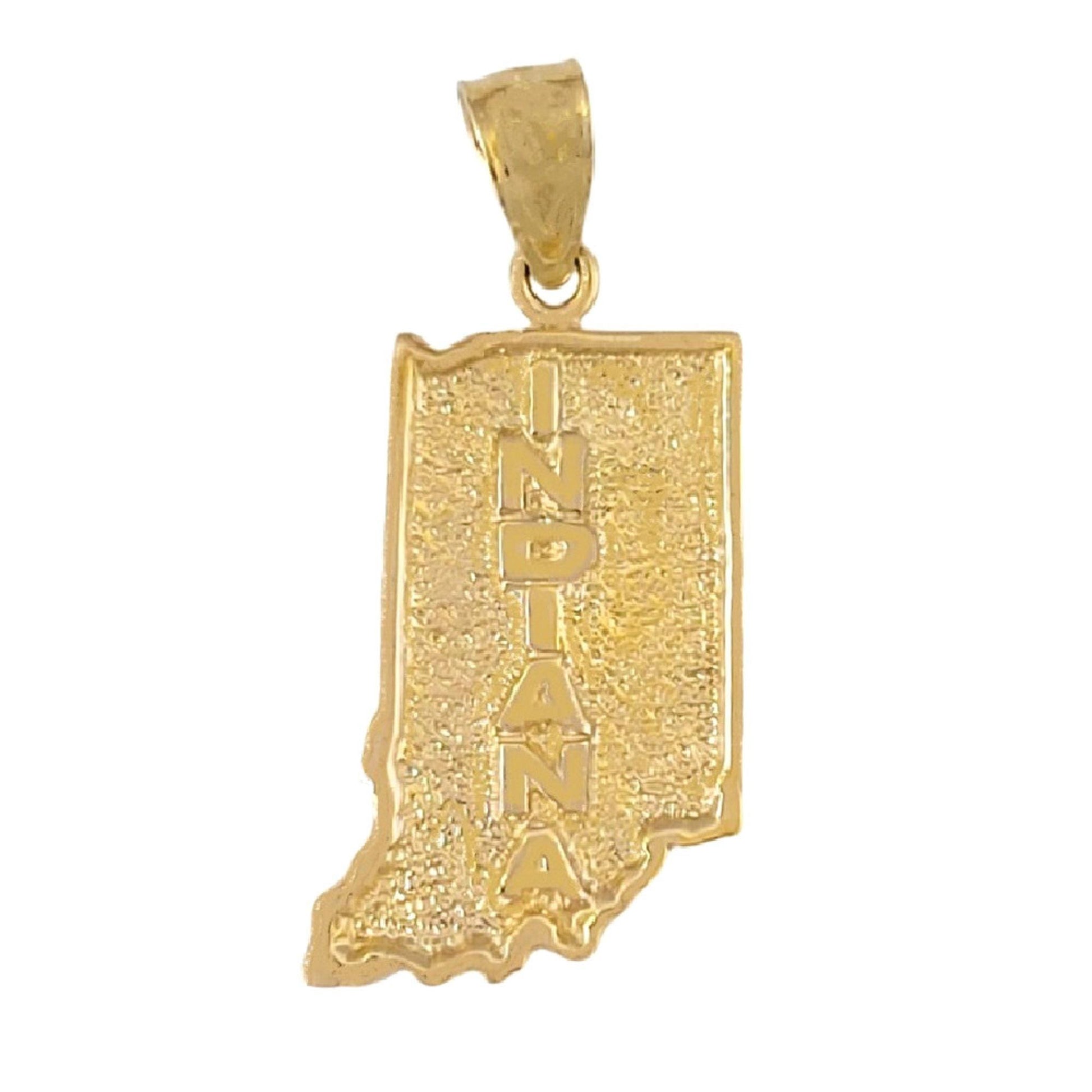 14K Yellow Gold Indiana State Map Pendant