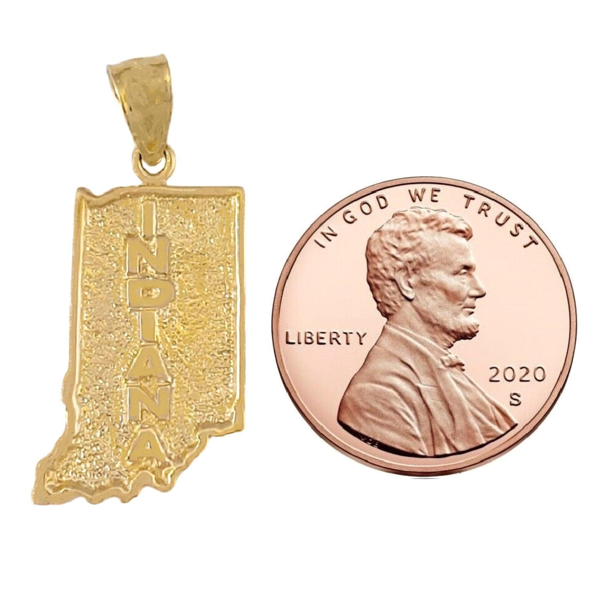 14K Yellow Gold Indiana State Map Pendant