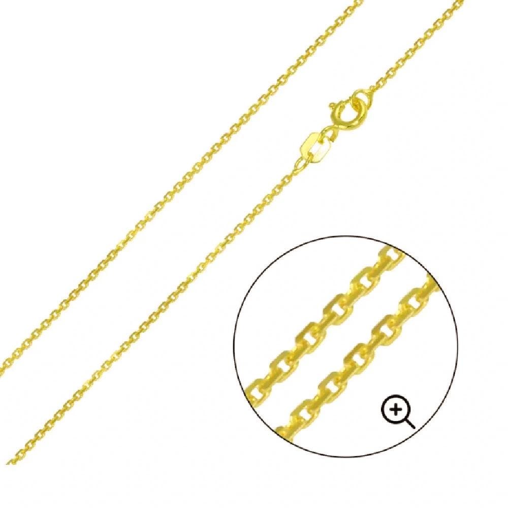 925 Sterling Silver Yellow Gold Plated 1mm Cable Chain Necklace w/ Seahorse Pendant Charm