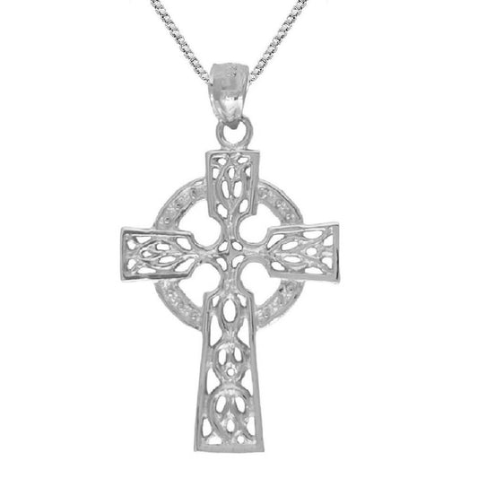 925 Sterling Silver Necklace w/ Celtic Cross Pendant Charm