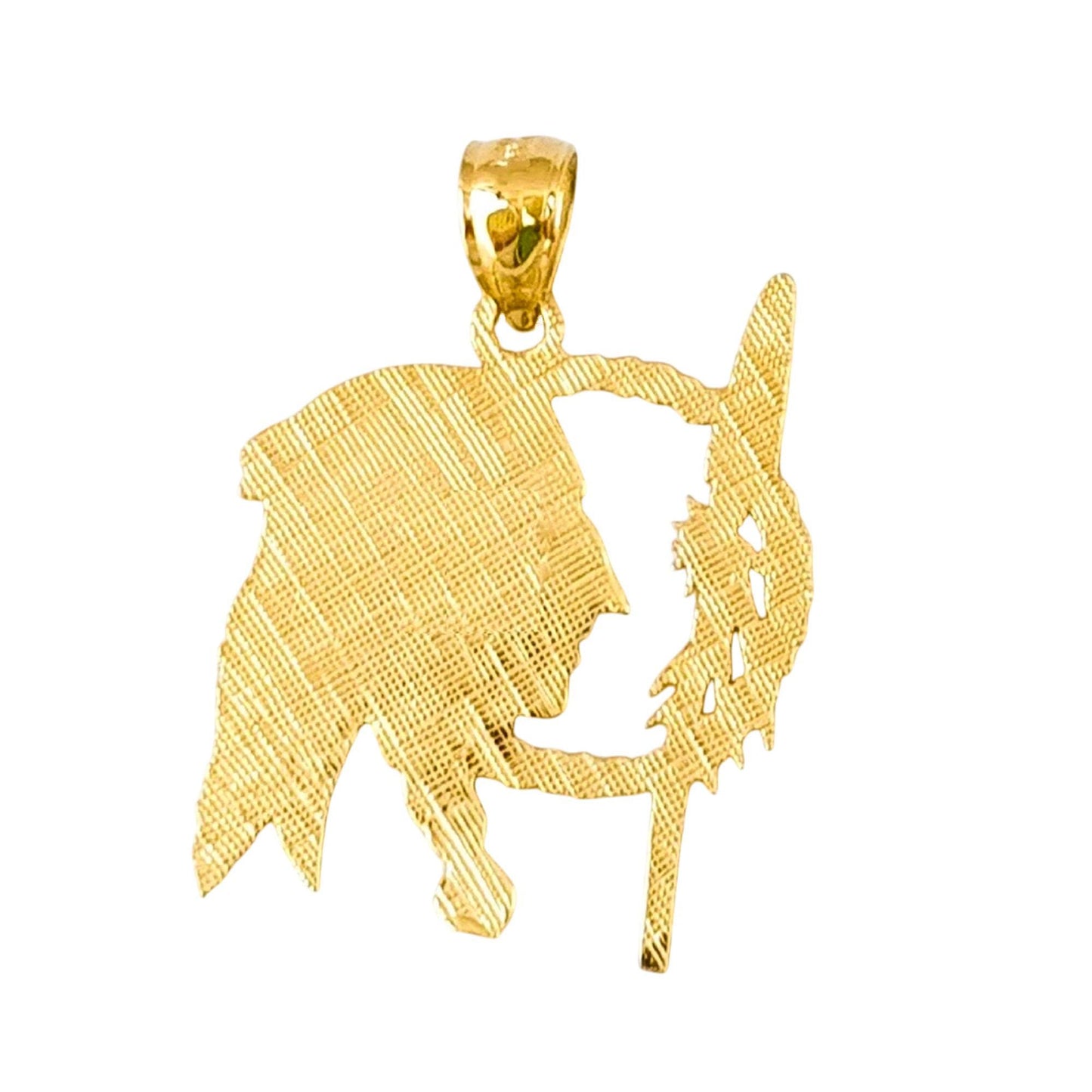 14K Yellow Gold Native American Indian Pendant