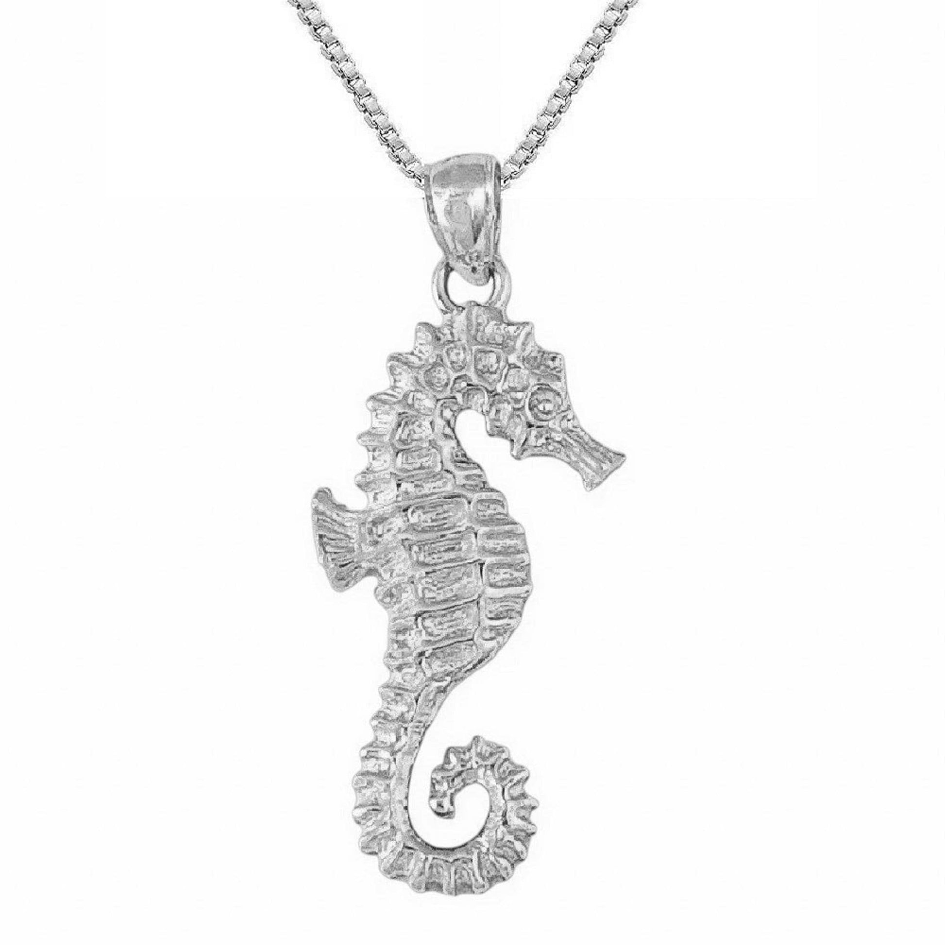 925 Sterling Silver Necklace w/ Seahorse Pendant Charm
