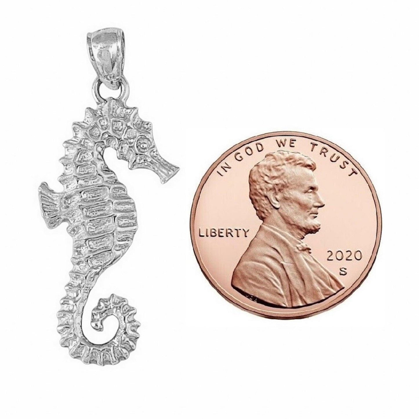 925 Sterling Silver Necklace w/ Seahorse Pendant Charm