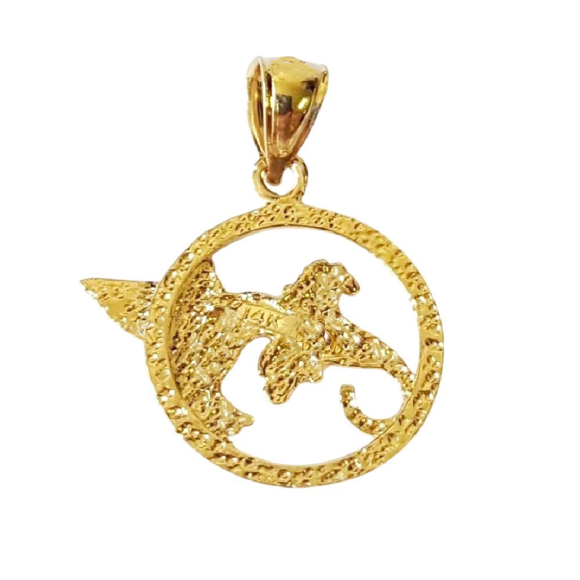 14K Yellow Gold Hummingbird Pendant