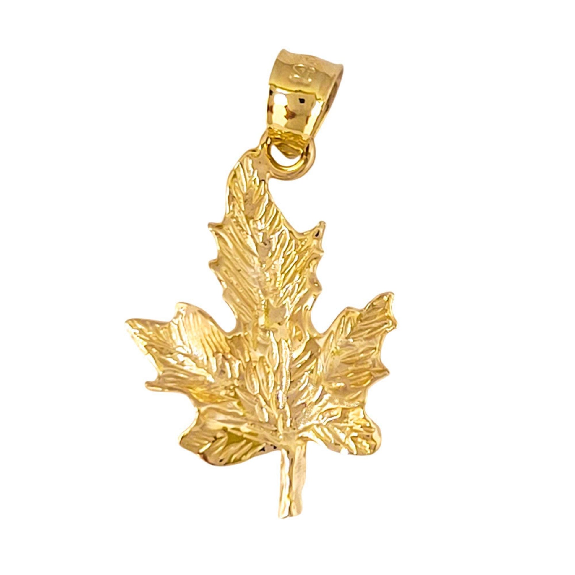 14K Yellow Gold Maple Leaf Pendant