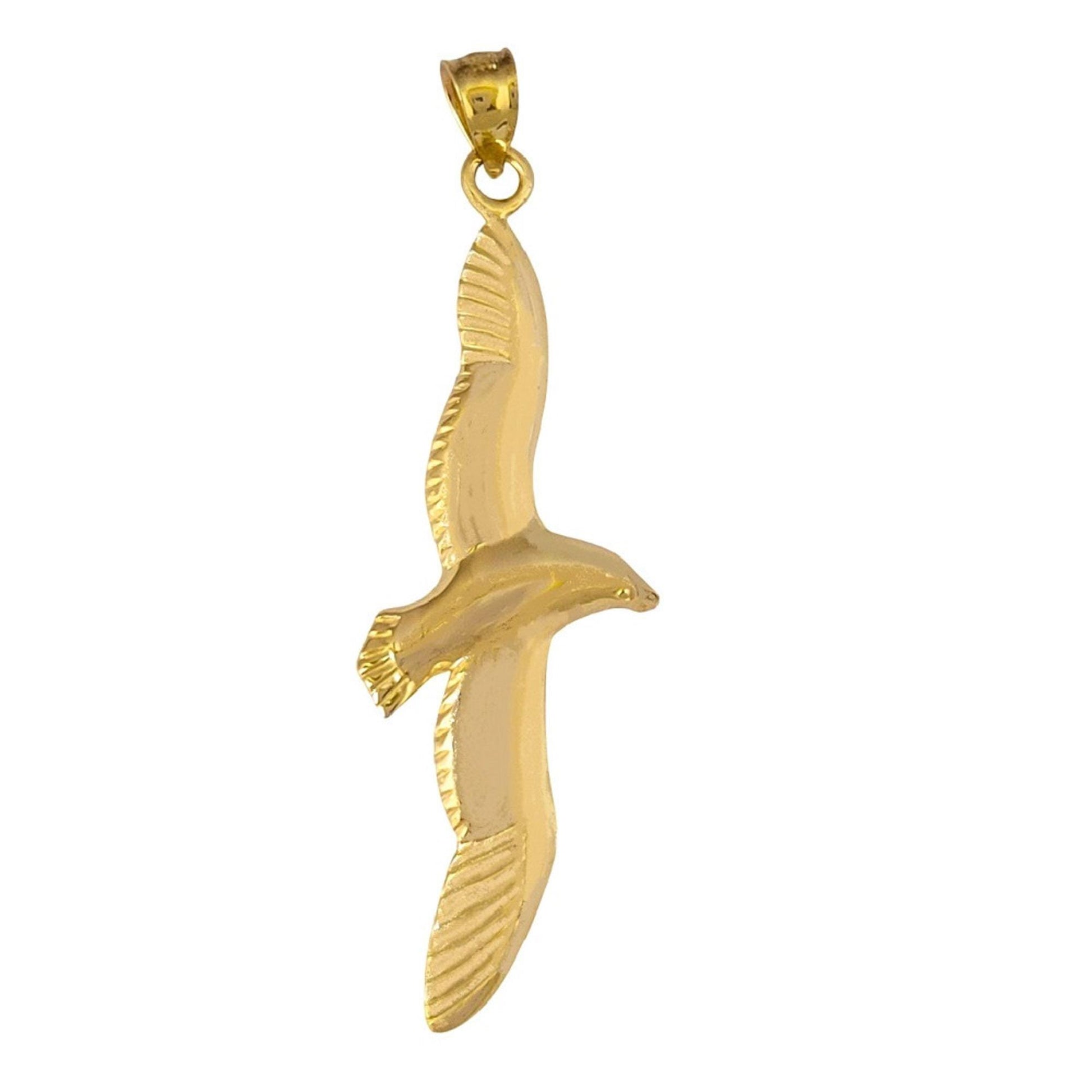 14K Yellow Gold Seagull Bird Pendant