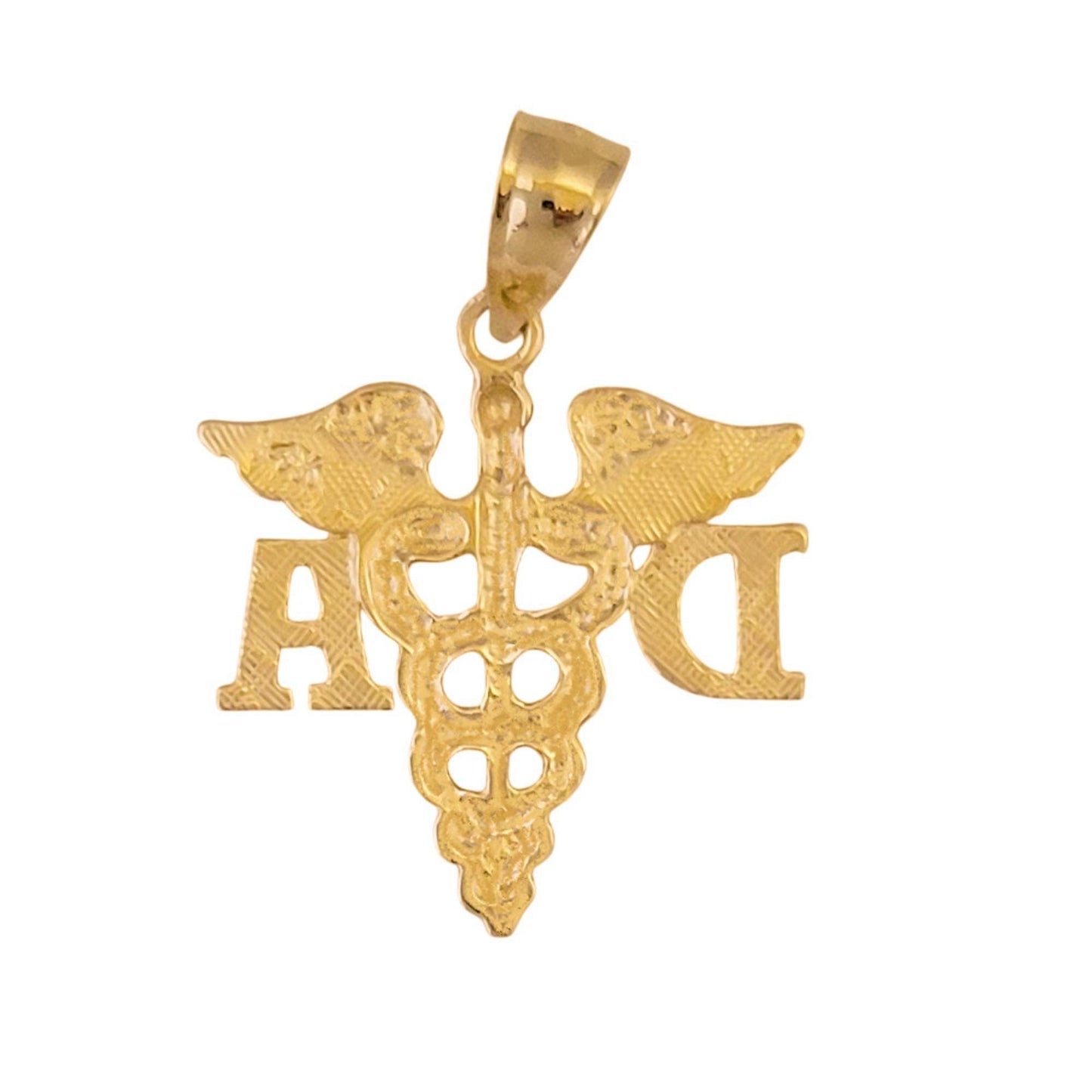 14k Yellow Gold DA Dental Assistant Caduceus Medical Pendant
