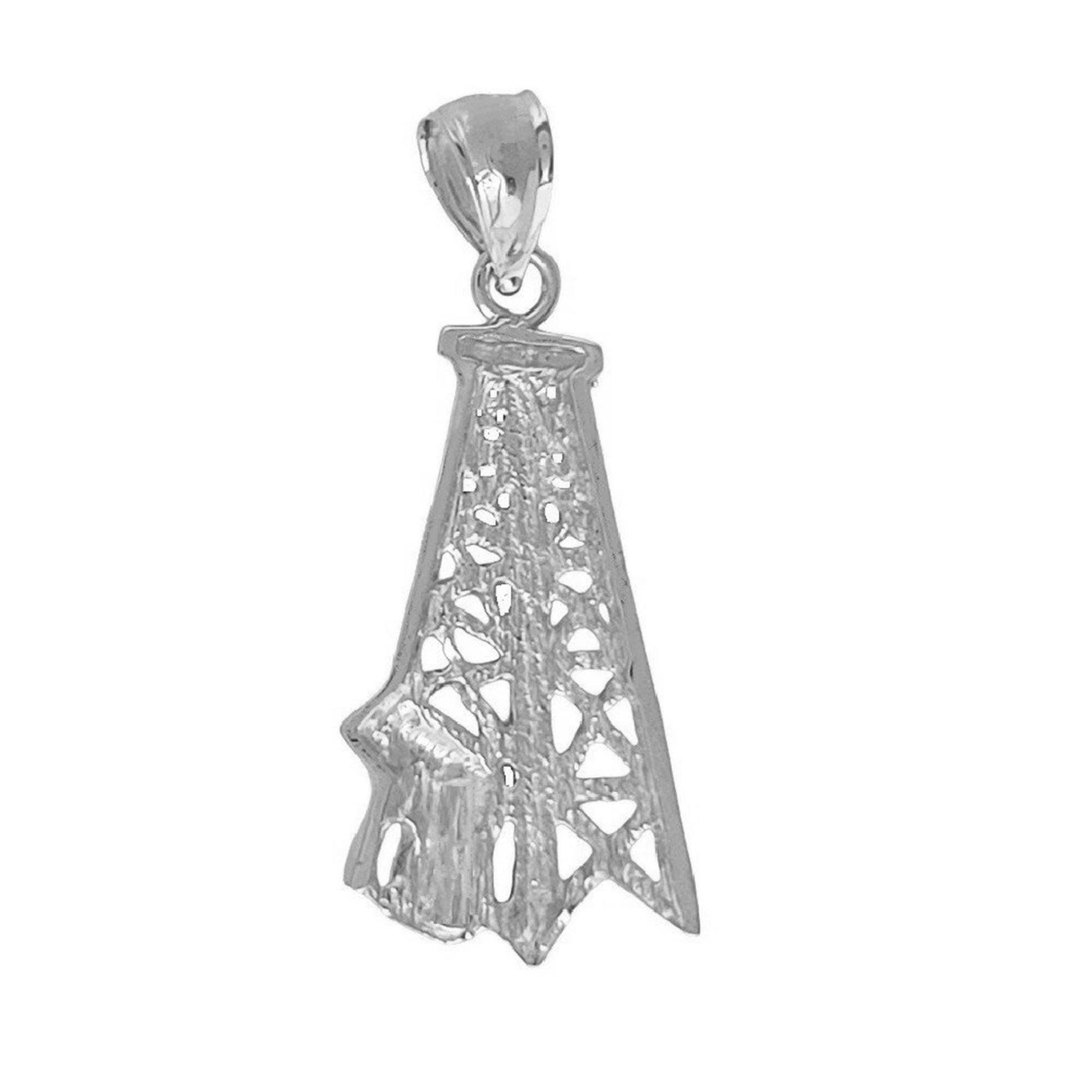 925 Sterling Silver Necklace w/ Oil Well, Oil Rig Pendant Charm