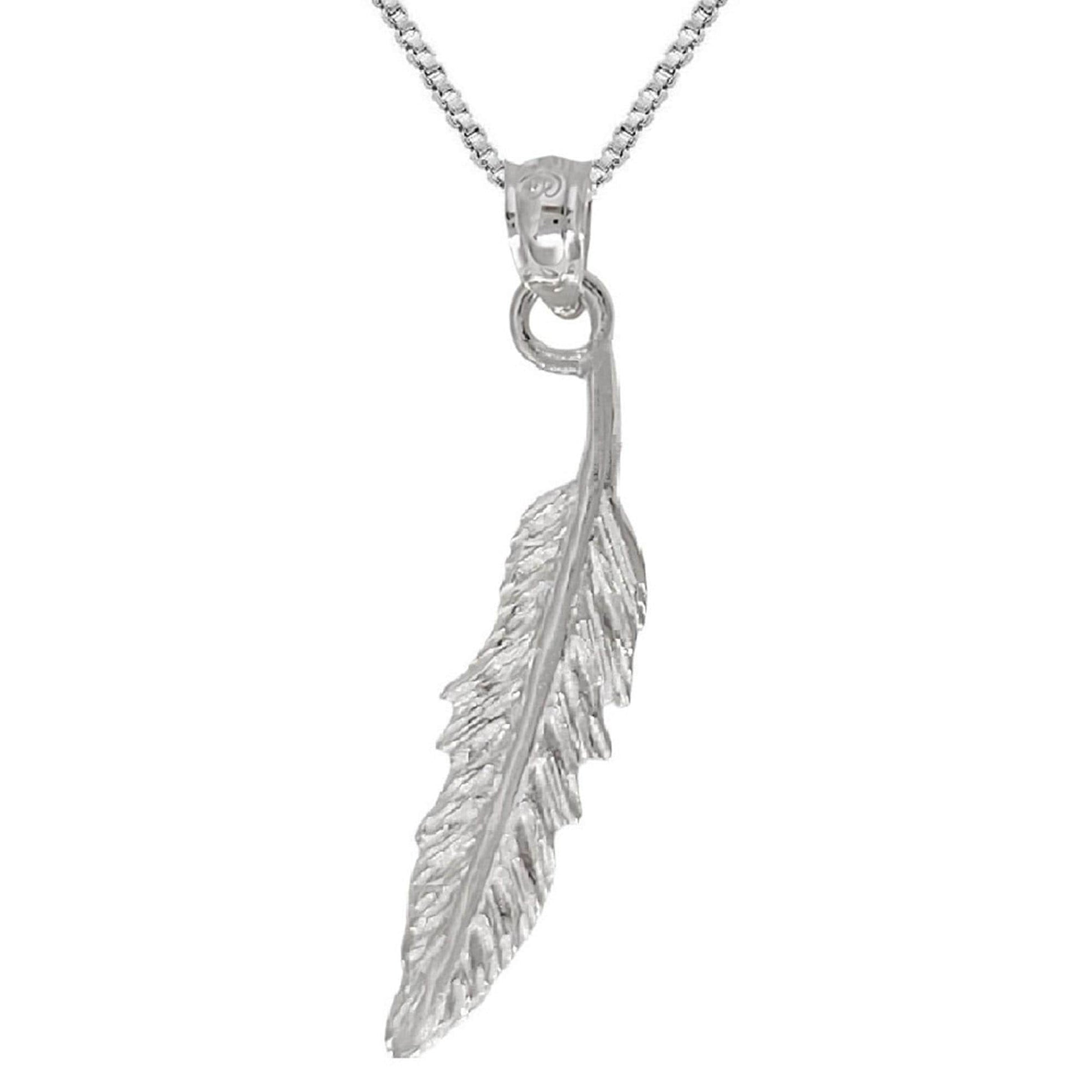 925 Sterling Silver Necklace w/ Feather Pendant