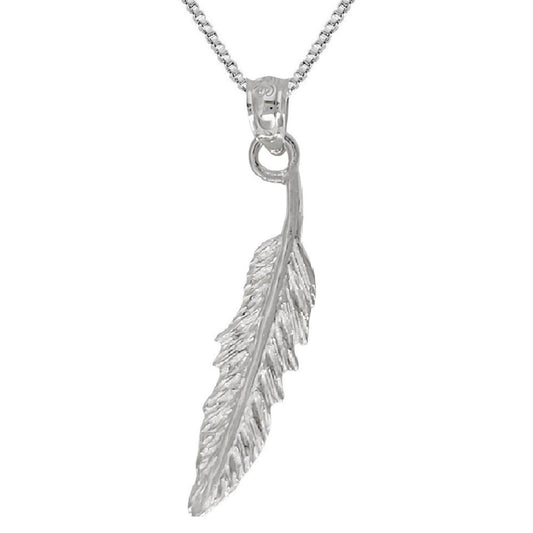 925 Sterling Silver Necklace w/ Feather Pendant