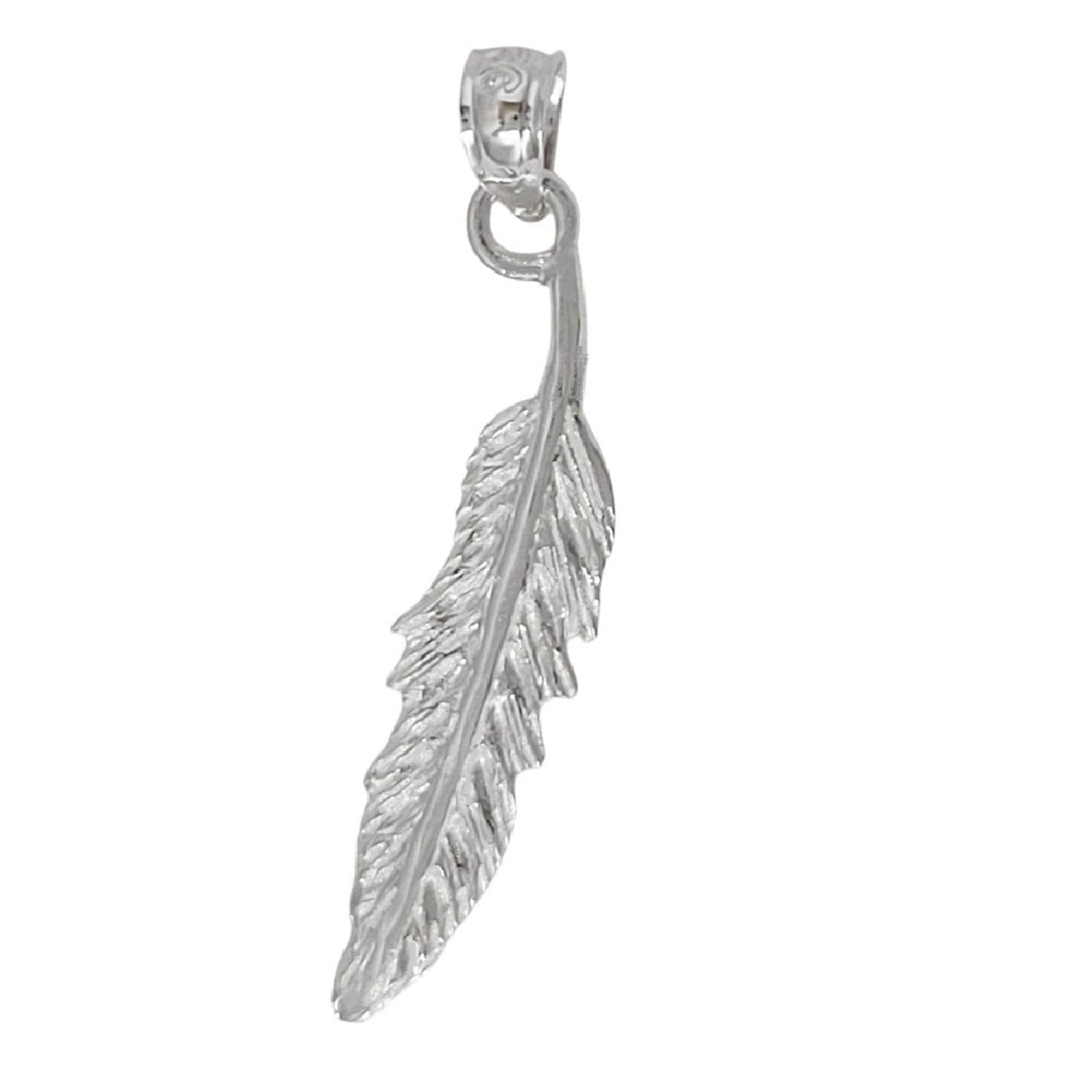 925 Sterling Silver Necklace w/ Feather Pendant