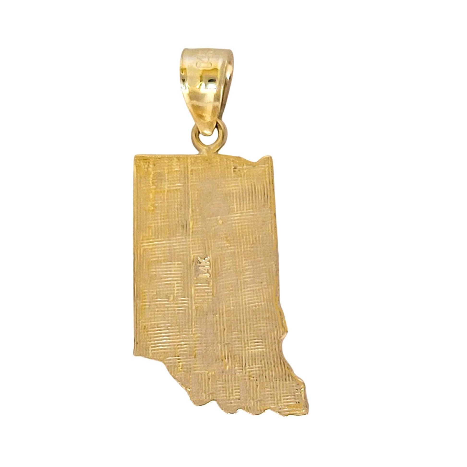 14K Yellow Gold Indiana State Map Pendant