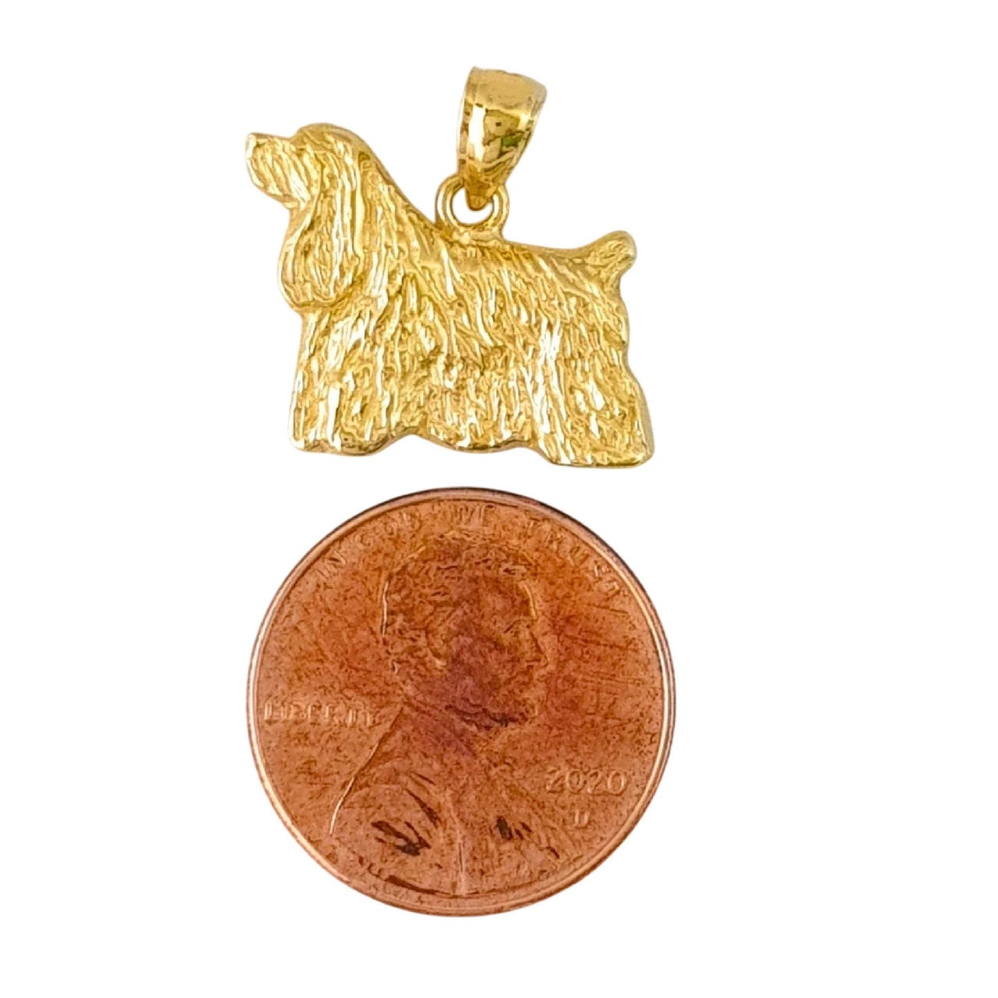 14K Yellow Gold Cocker Spaniel Dog Pendant