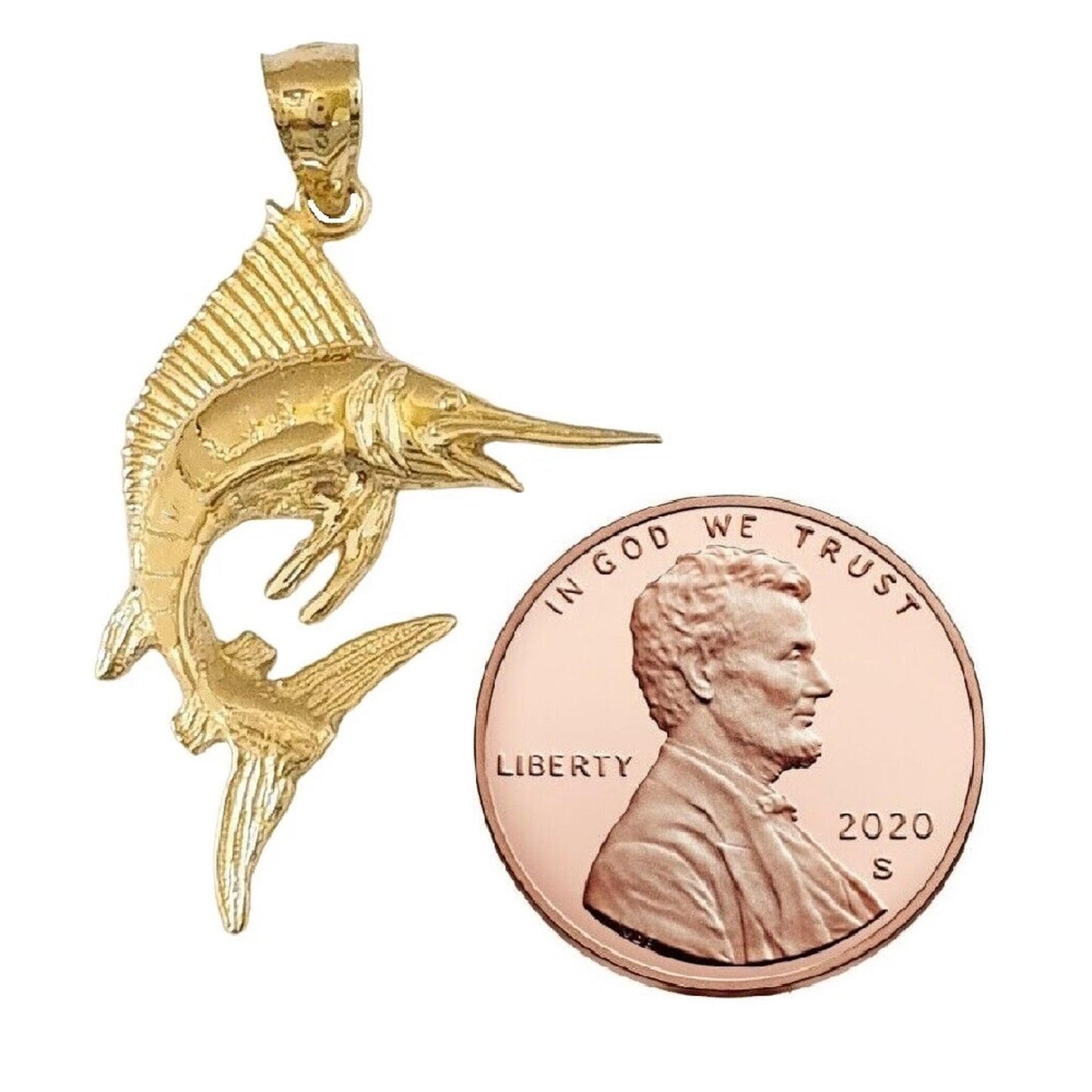 14K Yellow Gold Sailfish Marlin Pendant