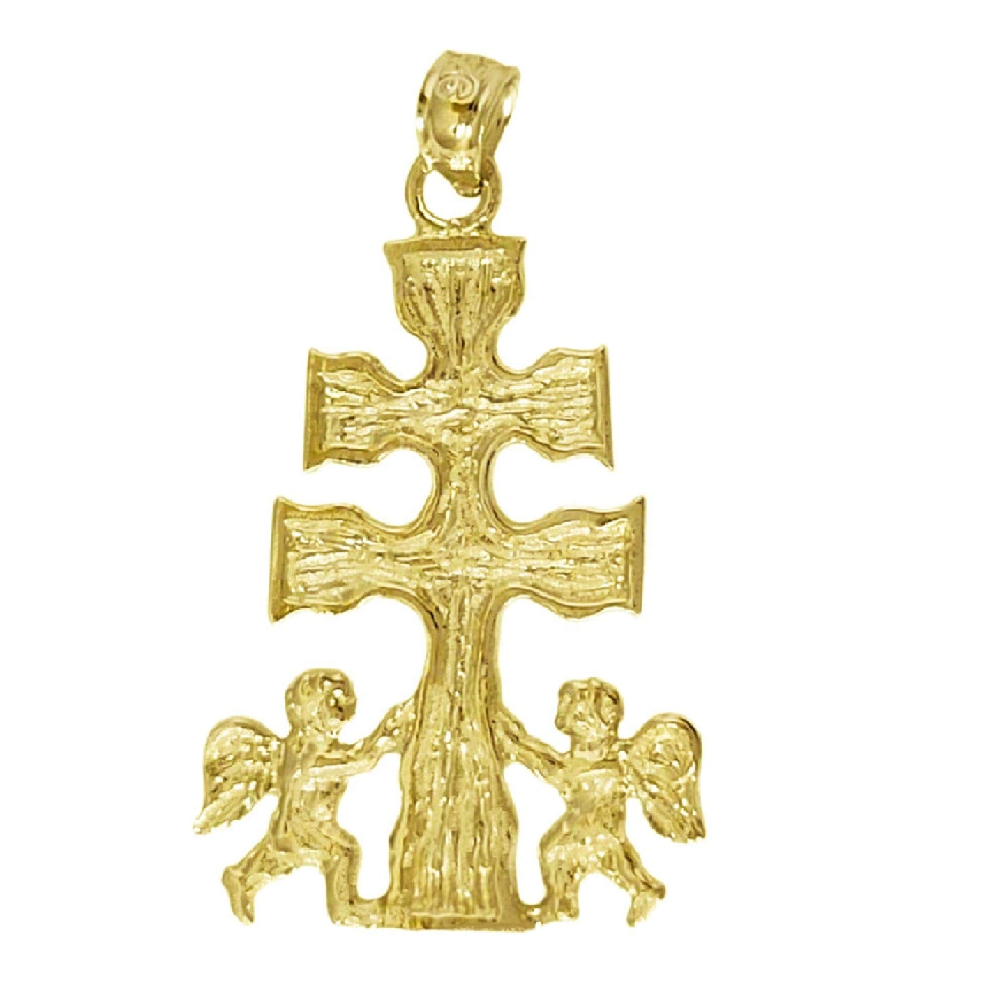 925 Sterling Silver Yellow Gold Plated Necklace w/ Caravaca Cross Pendant