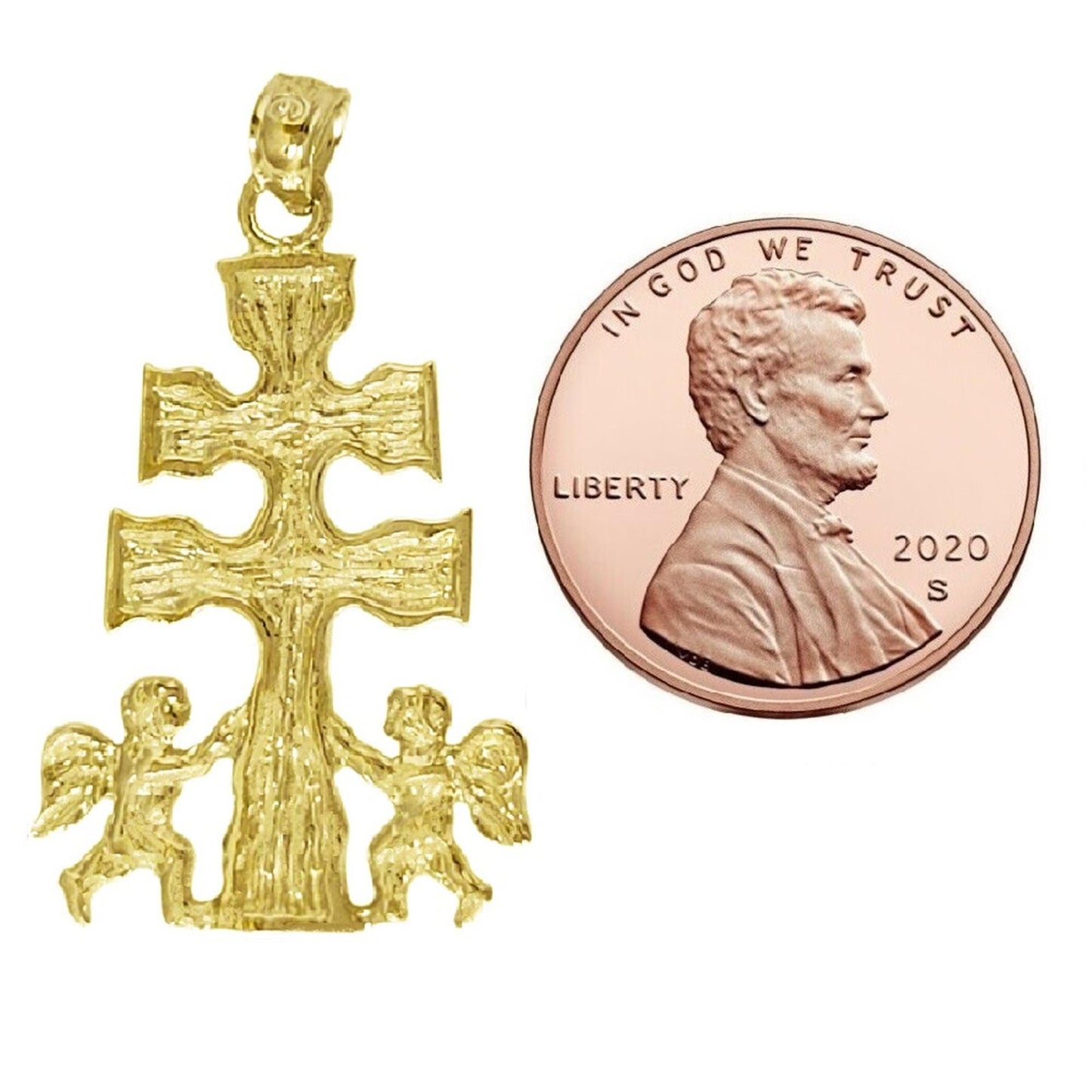 925 Sterling Silver Yellow Gold Plated Necklace w/ Caravaca Cross Pendant