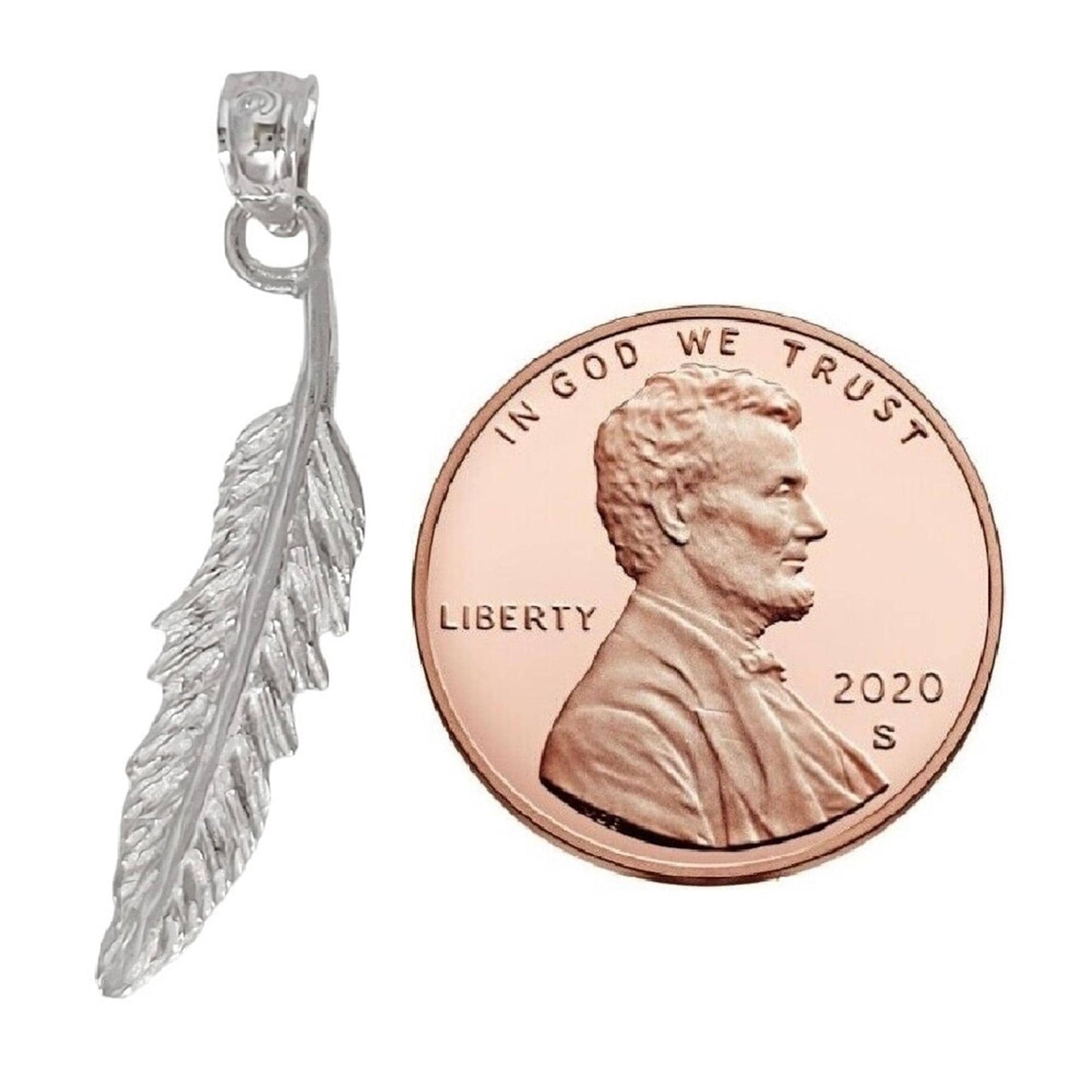 925 Sterling Silver Necklace w/ Feather Pendant