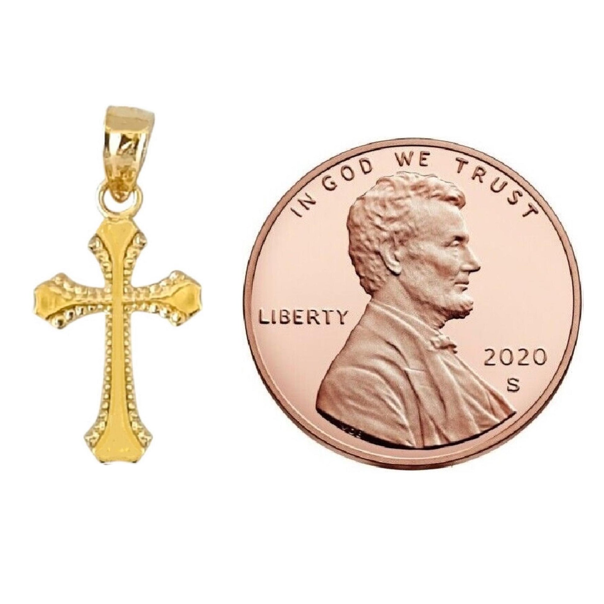 14K Yellow Gold Small Cross Charm Pendant