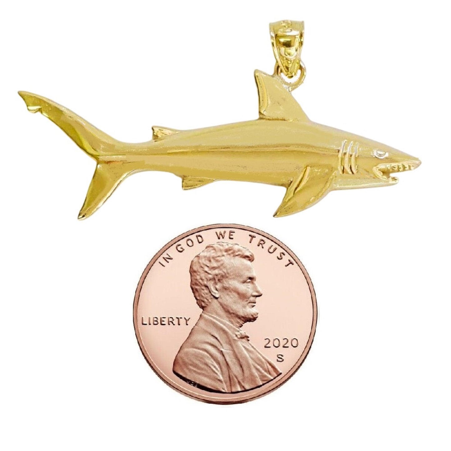 14K Yellow Gold Shark Pendant
