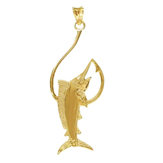 14K Yellow Gold Sailfish Marlin Pendant