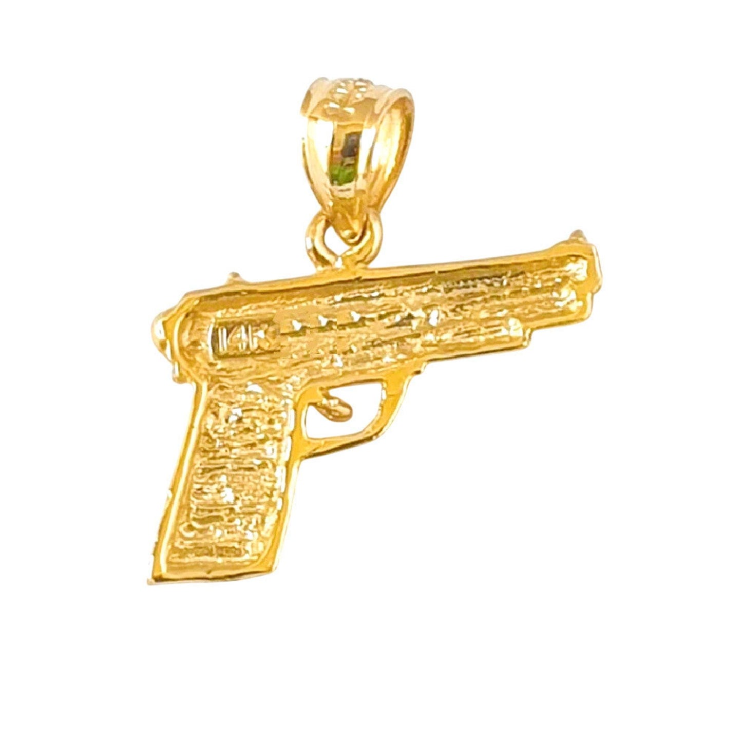 14k Yellow Gold Handgun Pistol Gun Pendant