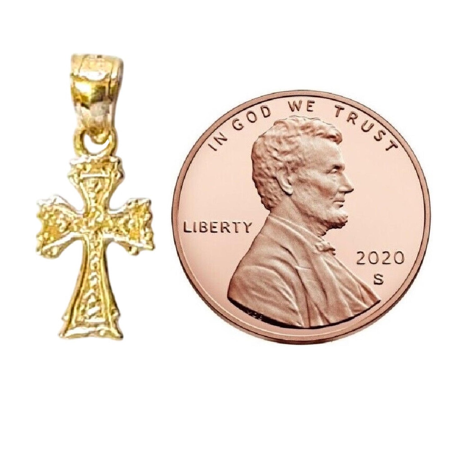14K Yellow Gold Cross Small Charm Pendant