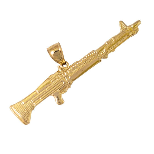 14k Yellow Gold M-16 Rifle Pendant, Made in USA