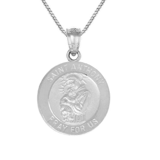 925 Sterling Silver Necklace w/ Saint Anthony Pray For Us Pendant Charm