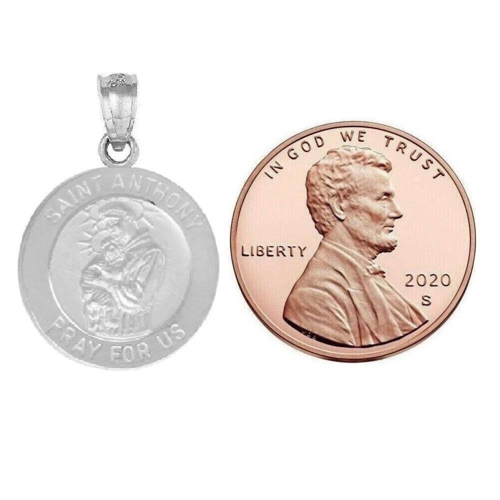 925 Sterling Silver Necklace w/ Saint Anthony Pray For Us Pendant Charm