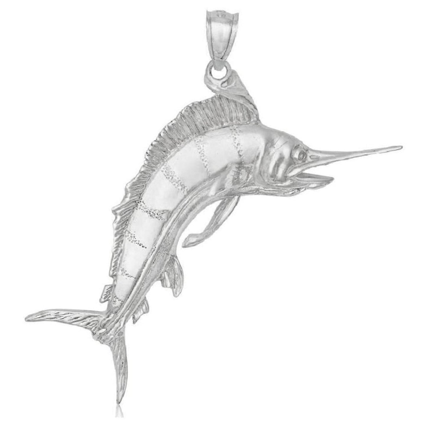 925 Sterling Silver Blue Marlin 3D (3 Dimensional) Solid Pendant