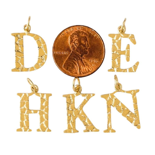 A to Z Any Any One 14K Yellow Gold Nugget Finish Letter Pendant Charm