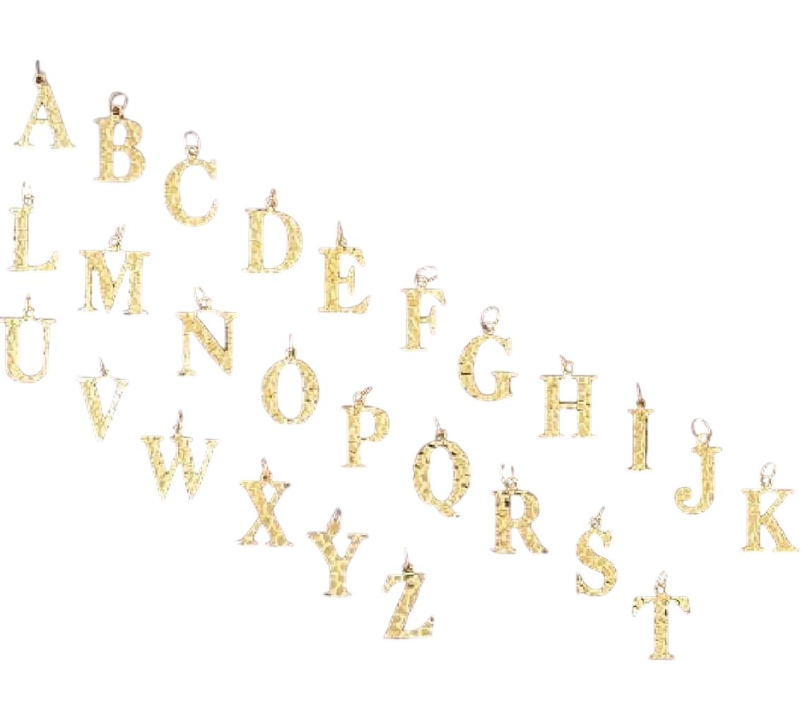 A to Z Any Any One 14K Yellow Gold Nugget Finish Letter Pendant Charm