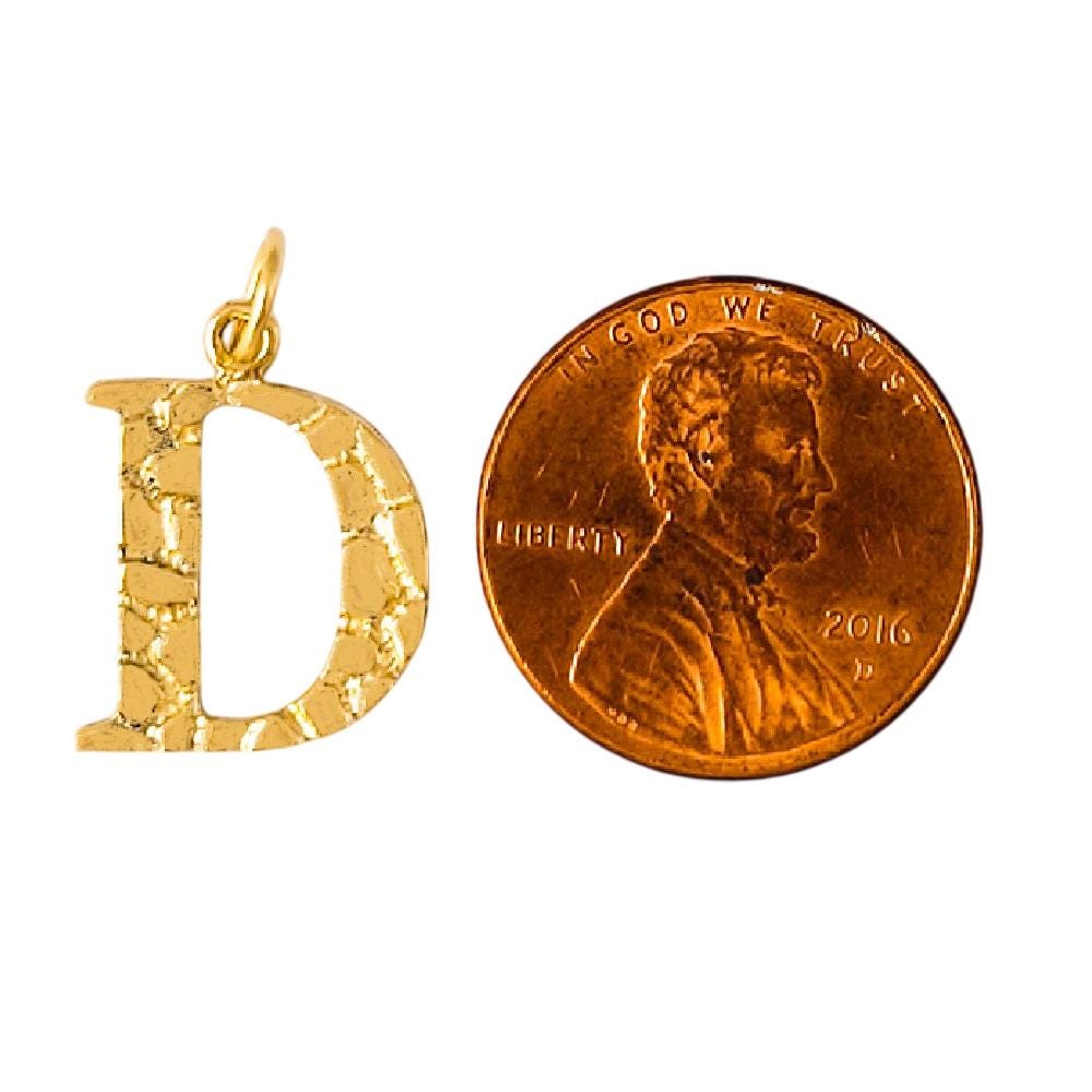 A to Z Any Any One 14K Yellow Gold Nugget Finish Letter Pendant Charm