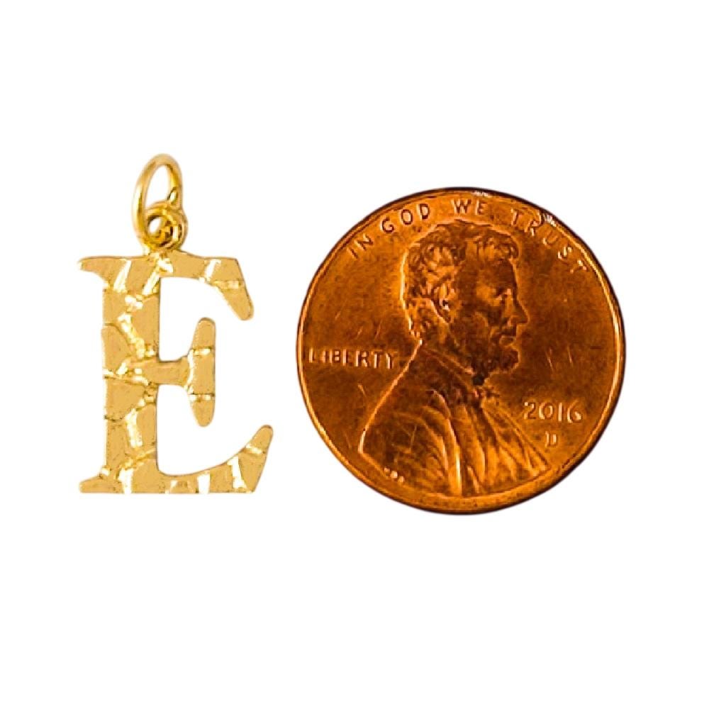 A to Z Any Any One 14K Yellow Gold Nugget Finish Letter Pendant Charm