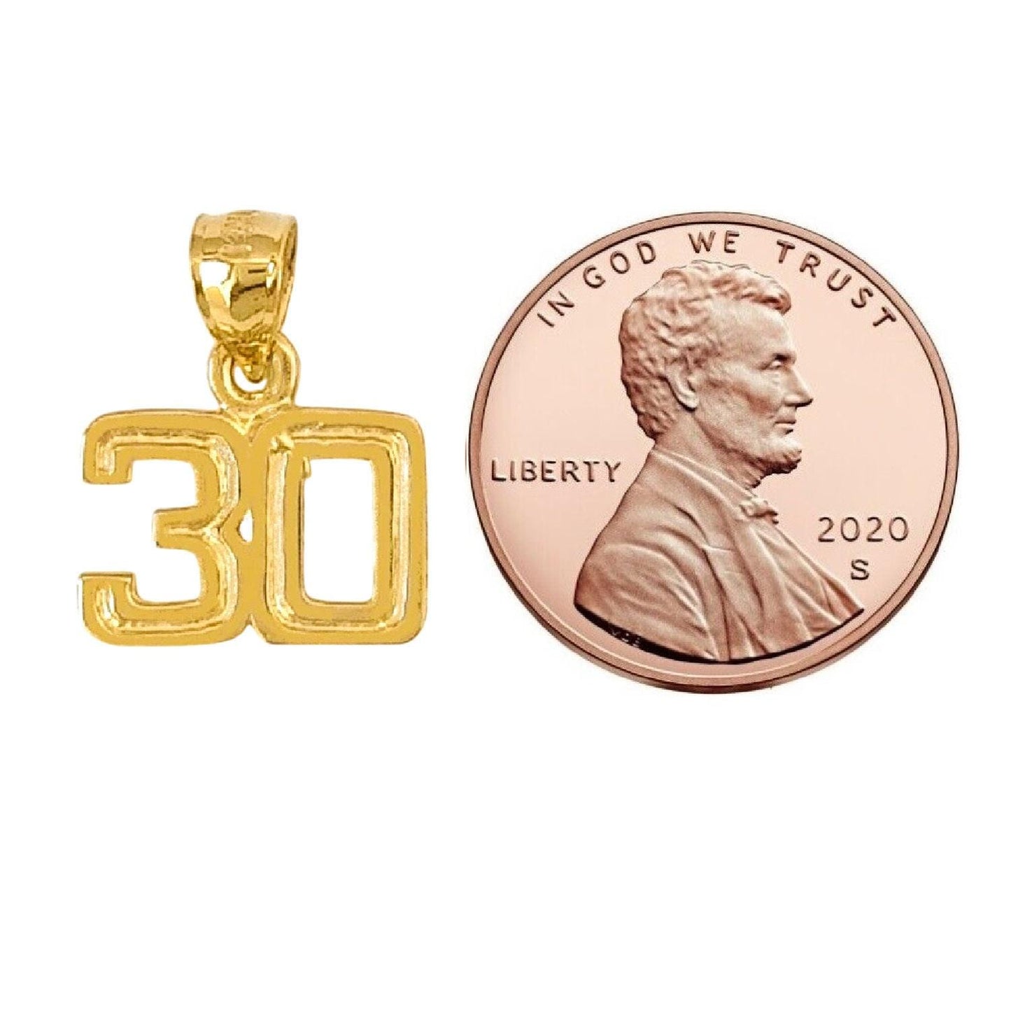 Small 0 to 50 Any One 14K Yellow Gold Number Pendant