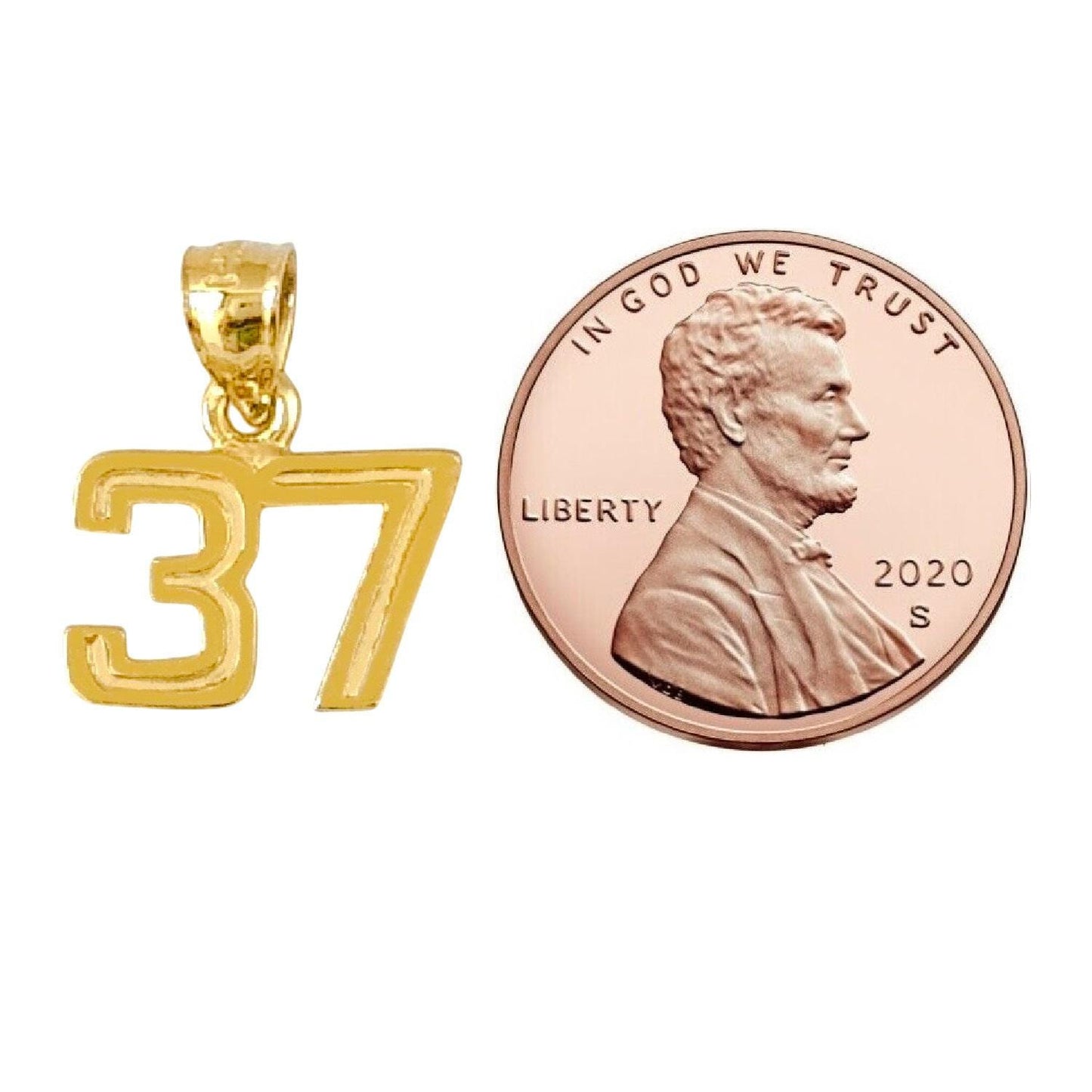 Small 0 to 50 Any One 14K Yellow Gold Number Pendant