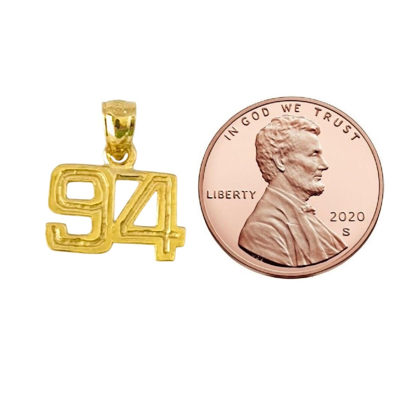 Small 51 to 100 Any One 14K Yellow Gold Number Pendant