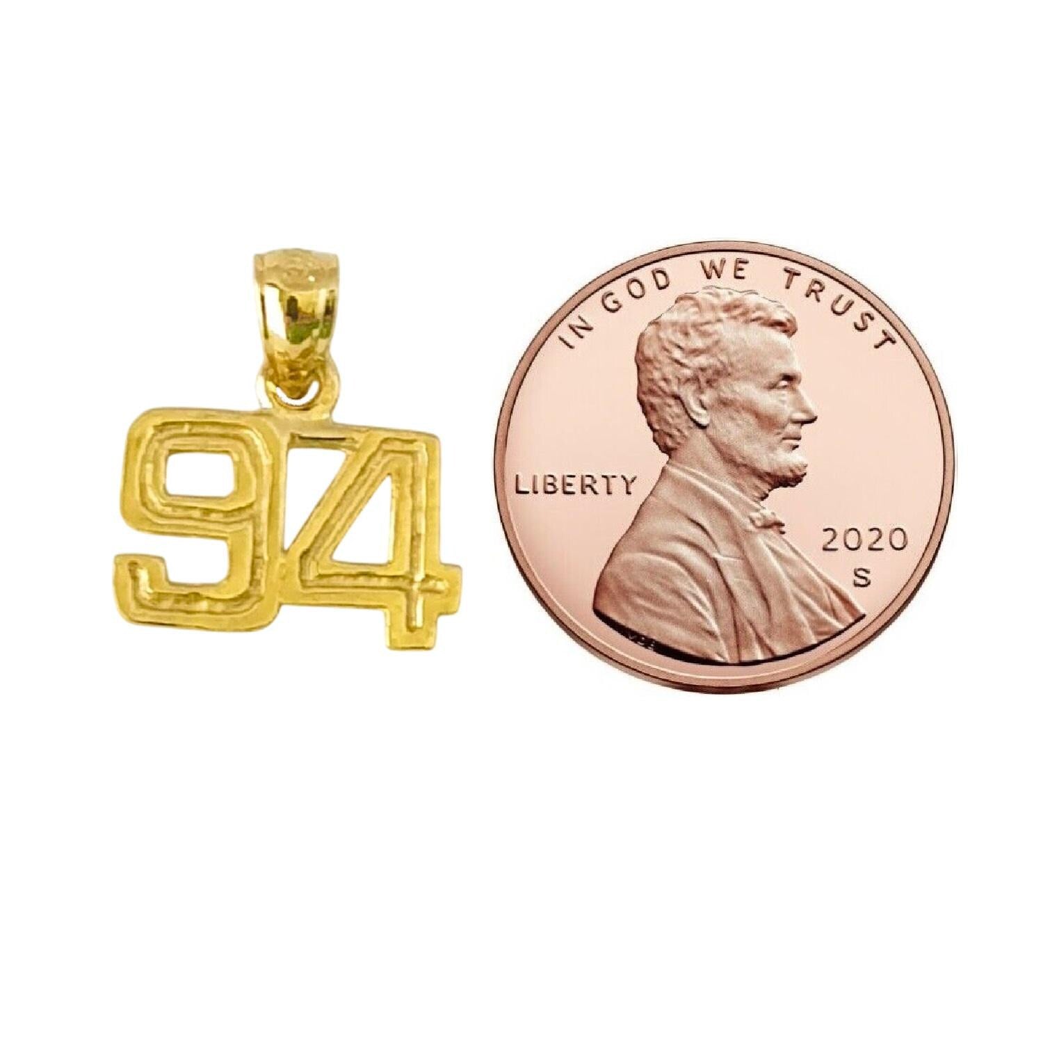 Small 51 to 100 Any One 14K Yellow Gold Number Pendant