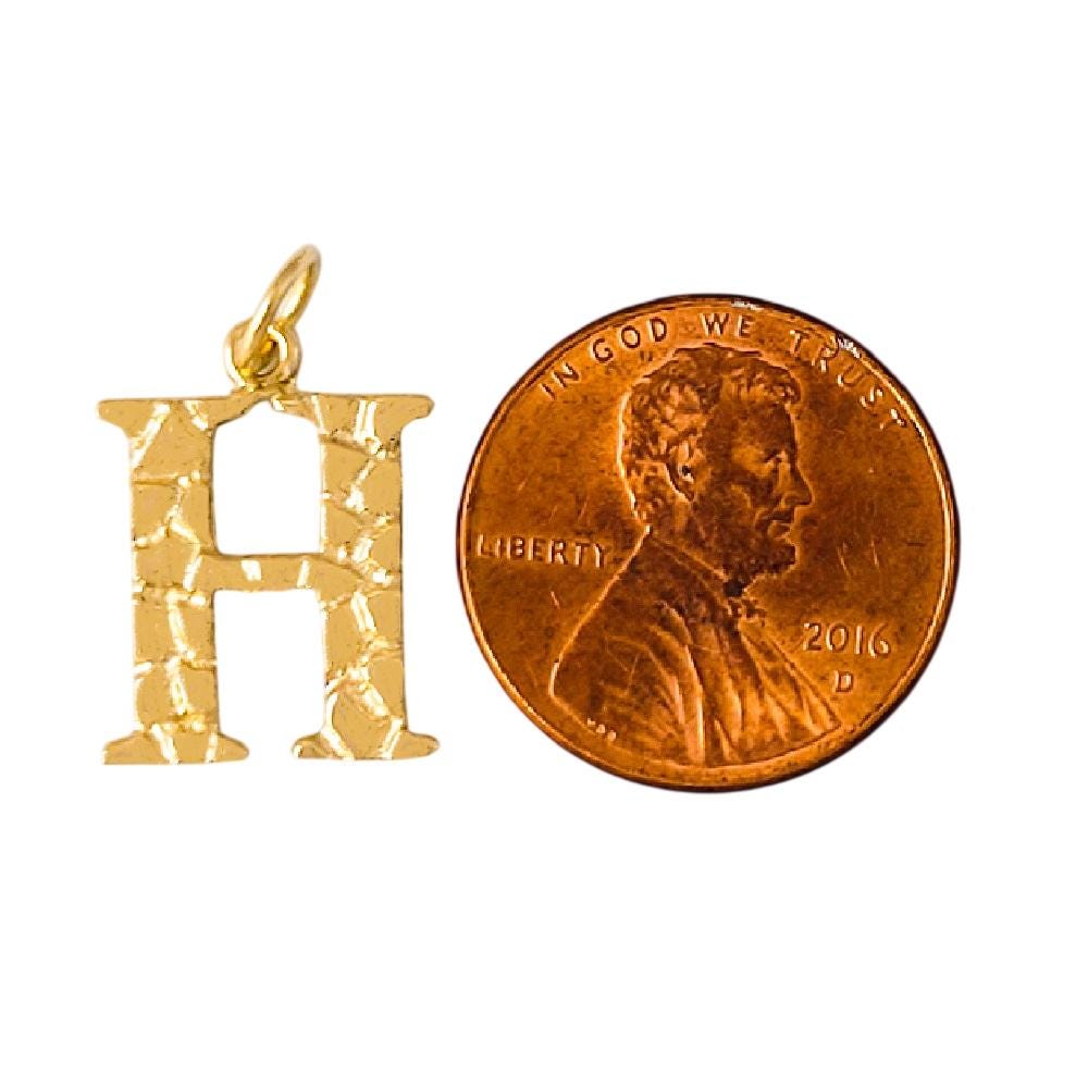 A to Z Any Any One 14K Yellow Gold Nugget Finish Letter Pendant Charm