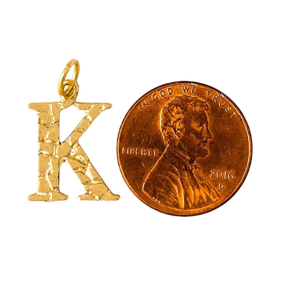 A to Z Any Any One 14K Yellow Gold Nugget Finish Letter Pendant Charm